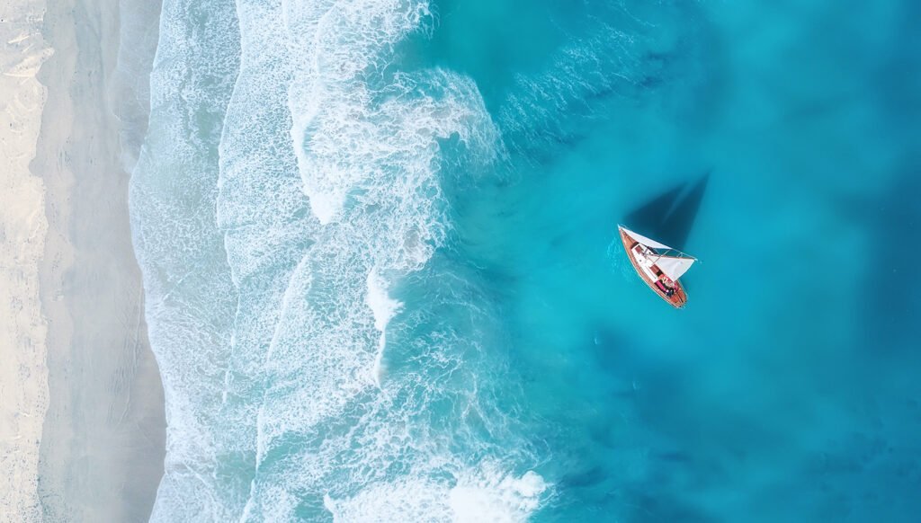 Aerial view of yacht